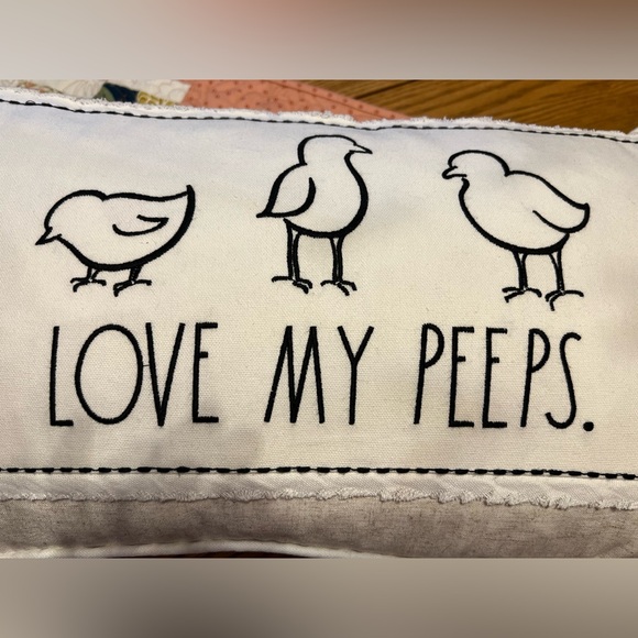 Rae Dunn Neutral Color Easter Pillow 14 x 24 Love My Peeps 🐥 - Picture 4 of 15